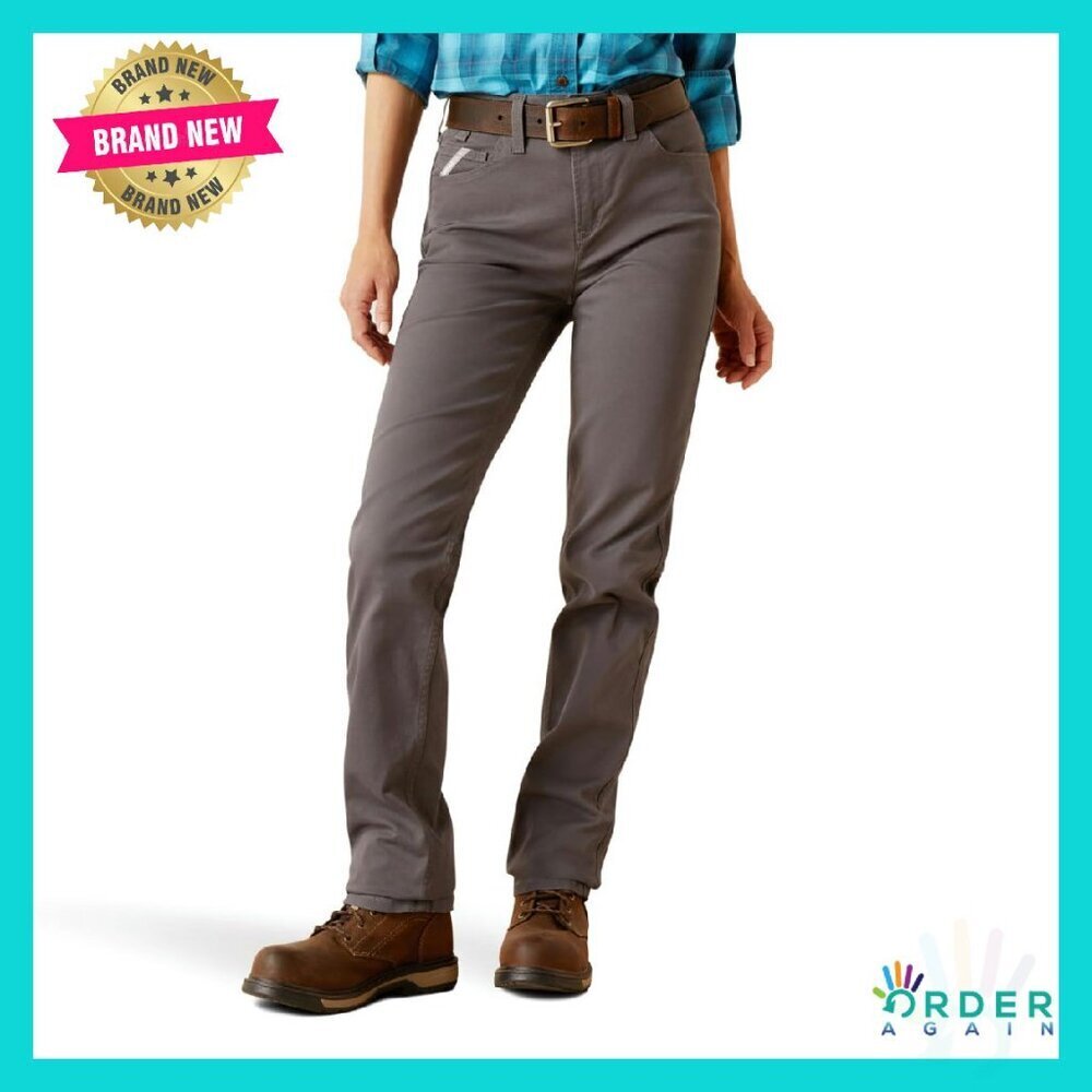 Durable Stretch Canvas Work Pants Perfect Rise Straight Leg Utility